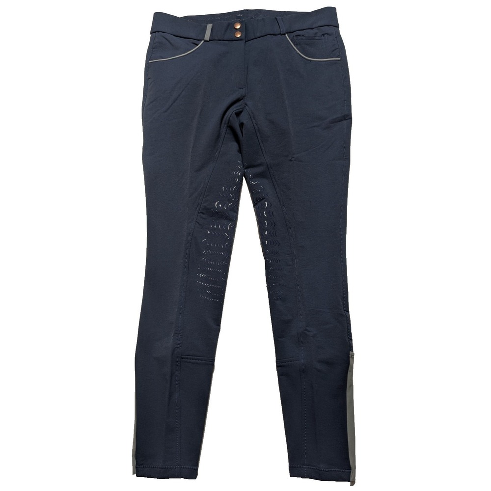 EQUO‎ Women 32 (33X29) Navy Gray Riding Breech Active Grip Equestrian Pants NEW